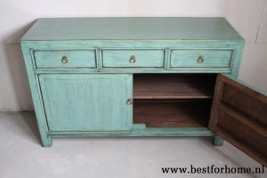 Werelds Landelijk Oosters Dressoir Unieke Chinese Kast Mintkleur NO 611 5