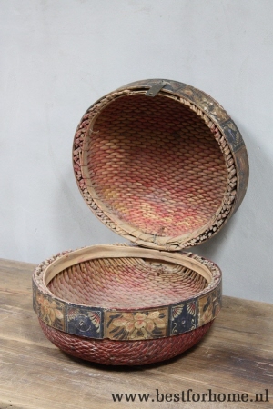 authentieke ronde chinese rieten box landelijke oude mand no 363 5