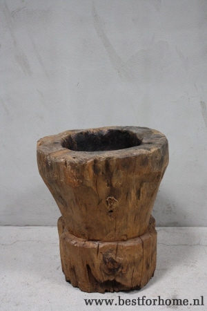 grote robuuste oude 'vijzel' pot unieke stoer landelijk no 1078 4