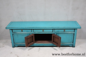 oosters uniek houten dressoir stoere turquoise kast china no 882 6