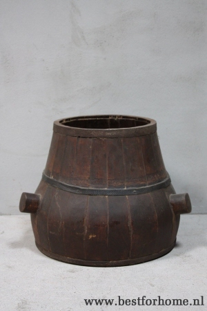 oude stoere chinese houten wijnvat sobere landelijke grote pot no 291 5