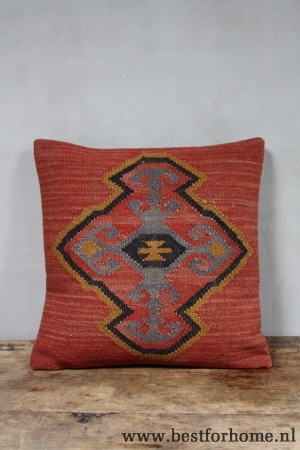 pure indiase kelim kussen roodtinten no 05 2