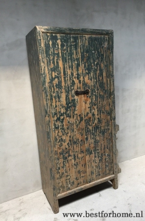 puur landelijke unieke hoge houten 2-deurs kast sober stoer no 442 3