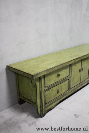stoere originele groene oosterse houten kast uniek landelijk dressoir 460 9