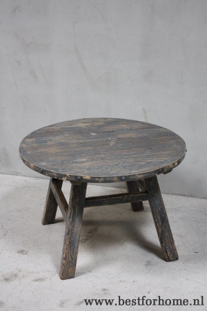 stoere oud houten bijzettafel sobere landelijke tafel rond no 428 3