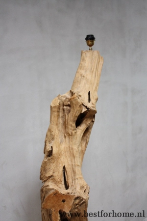 stoere robuuste wortelhouten staande lamp landelijke unieke houten boomstam lamp no 209 4
