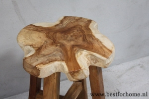 stoere unieke teak wortel houten kruk robuuste stoel no 468 3