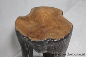 stoere unieke wortelhouten kruk robuust zwaar houten bijzettafeltje no 596 2