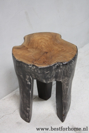 stoere unieke wortelhouten kruk robuust zwaar houten bijzettafeltje no 596 4