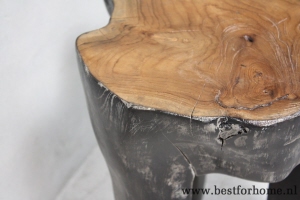 stoere unieke wortelhouten kruk robuust zwaar houten bijzettafeltje no 596 5