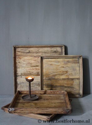 uniek vierkant oud houten tray sober puur landelijk dienblad no 338 1