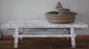 unieke landelijke grote oud houten salontafel doorleefd wit no 861 2