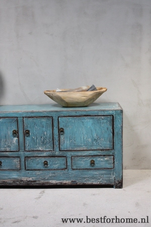 unieke stoere blauwe oud houten kast puur landelijk oosters dressoir no 493 4